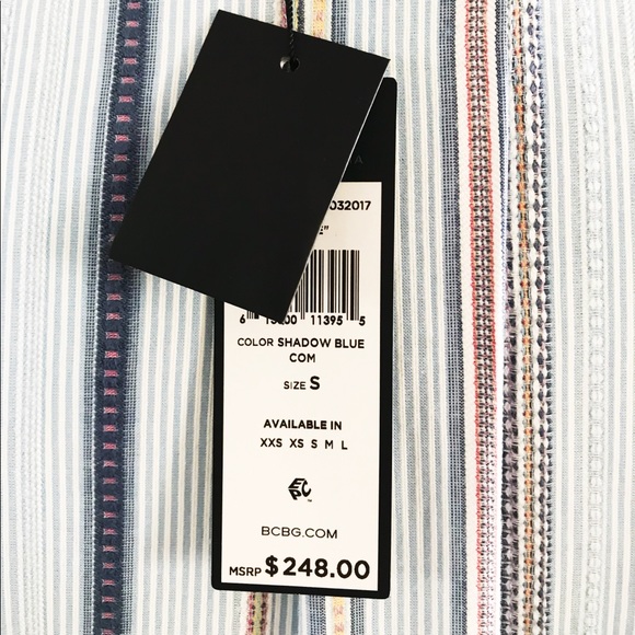 BCBGMAXAZRIA blue striped shirt dress - Picture 5 of 6